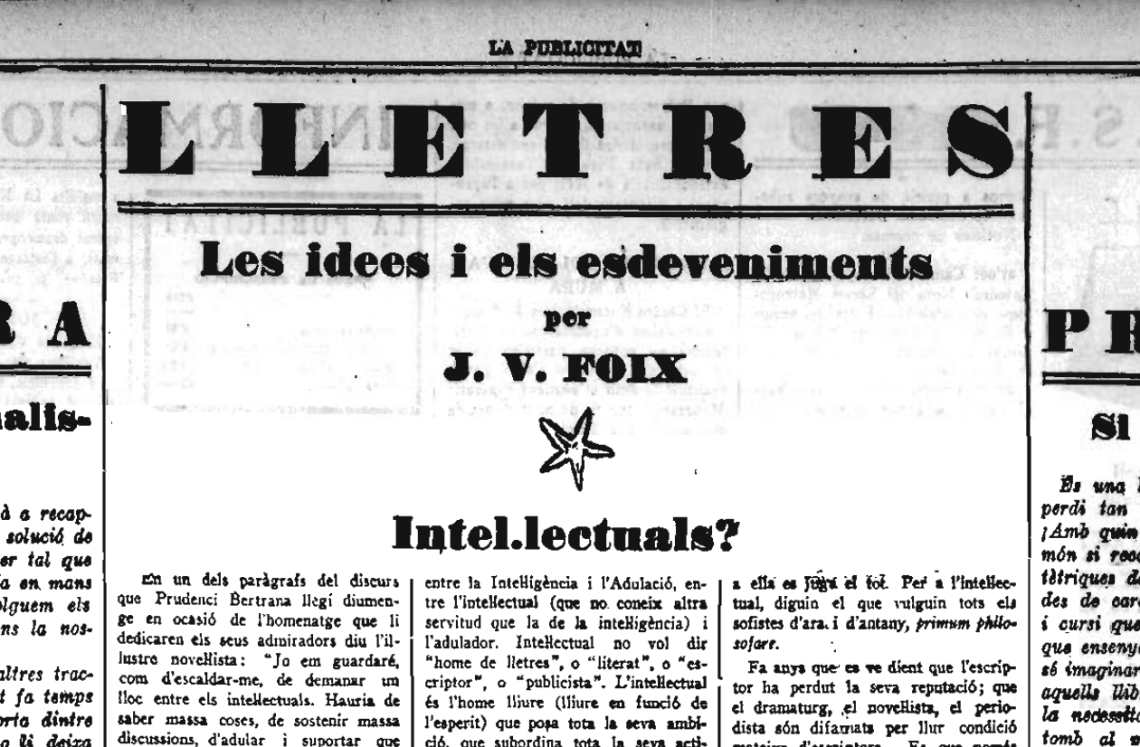J. V. Foix i els intel·lectuals de la II República